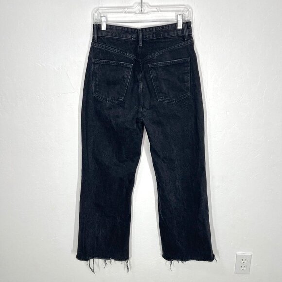 Zara black wide leg ripped knee Jeans Size 6 High Waisted Y2K - Picture 7 of 9